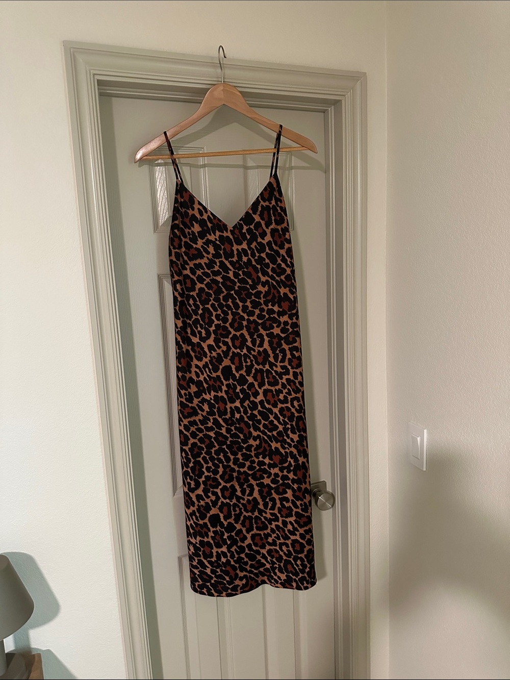 J. Crew Leopard-Print Slip Midi Dress in Brown and Black